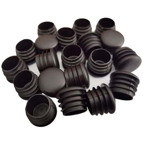 Tappo rotondo in plastica, 20 pezzi, tappo terminale per tubo nero, inserto per copertura tubo per sedia e gambe per mobili (25 mm)