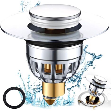 Tappo universale per lavabo con filtro di scarico in ottone inossidabile, tappo di ricambio per bagno e cucina.