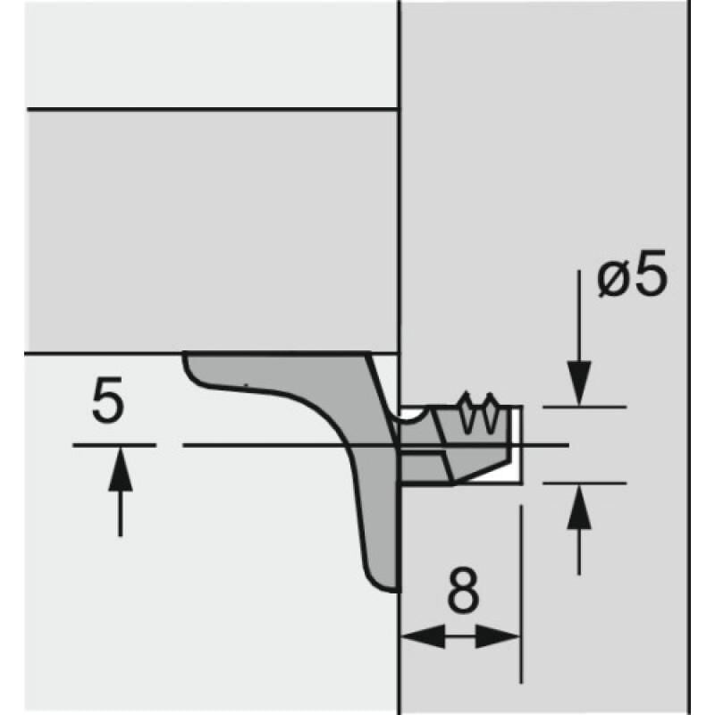 Taquets d'étagère Sekura 2 tenons ø 5 mm, zamak nickelé, la boîte de 100 Hettich