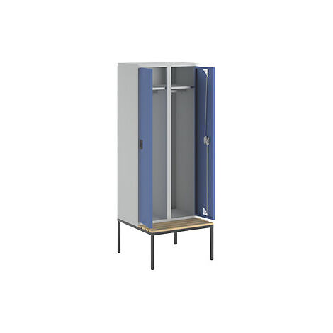 Taquilla Bremen con banco  2 secciones  puertas azul brillante