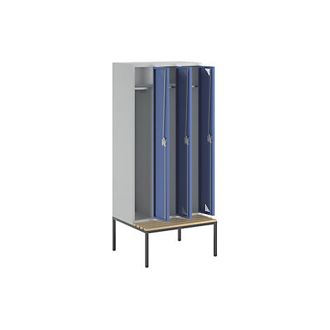 Taquilla Bremen con banco  3 secciones  puertas azul brillante