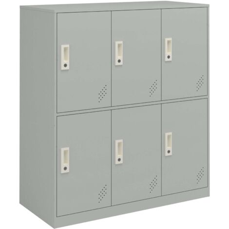 Taquilla metálica con 6 puertas de acero lacado 100 x 90 x 40 cm gris claro 030009183