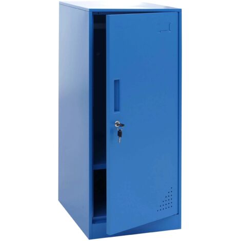 Taquilla metálica con barra para colgar y estante extraíble 90x38x45 cm acero azul 040008959