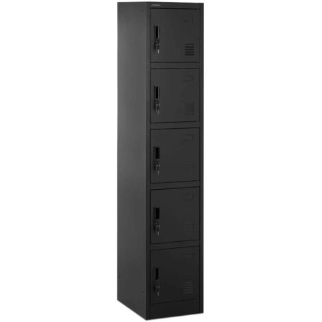 Taquilla metálica de 5 estantes con cerradura 100 kg chapa de acero laminado en frío color negro antracita 140008547