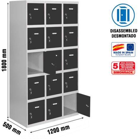 Taquillas metálicas SIMONLOCKER (180x120x50cm) GRIS Y ANTRACITA