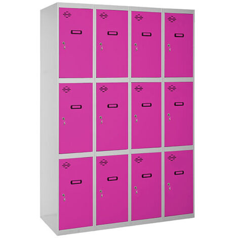 Taquillas metálicas SIMONLOCKER (180x120x50cm) GRIS Y ROSA