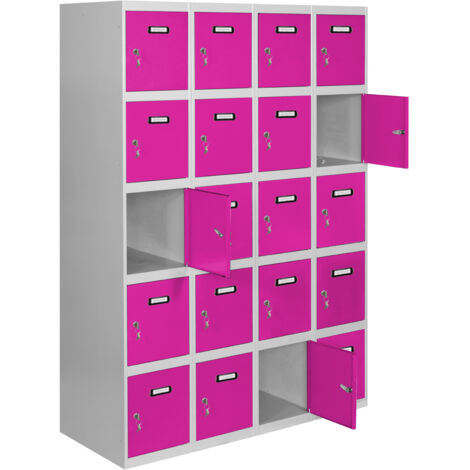 Taquillas metálicas SIMONLOCKER (180x120x50cm) GRIS Y ROSA