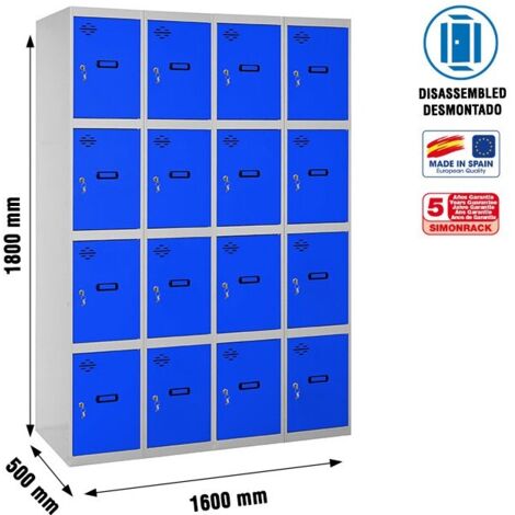 Taquillas metálicas SIMONLOCKER (180x160x50cm) GRIS Y AZUL