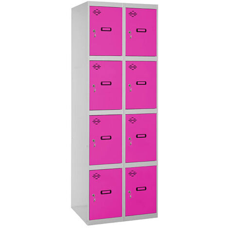 Taquillas metálicas SIMONLOCKER (180x60x50cm) GRIS Y ROSA