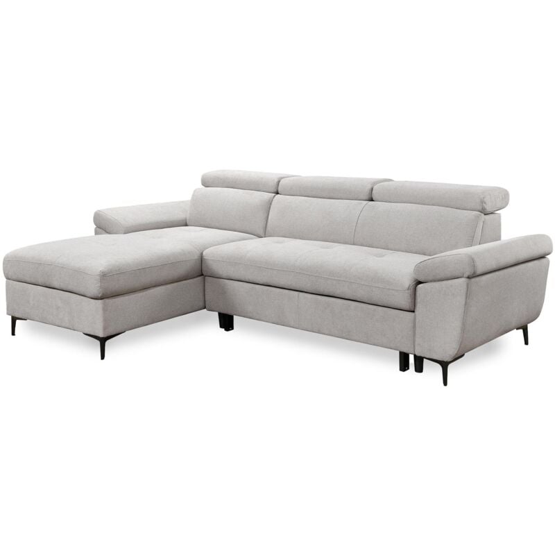 Mobilier Deco - tara - Canapé d'angle convertible avec coffre en tissu beige - Angle gauche
