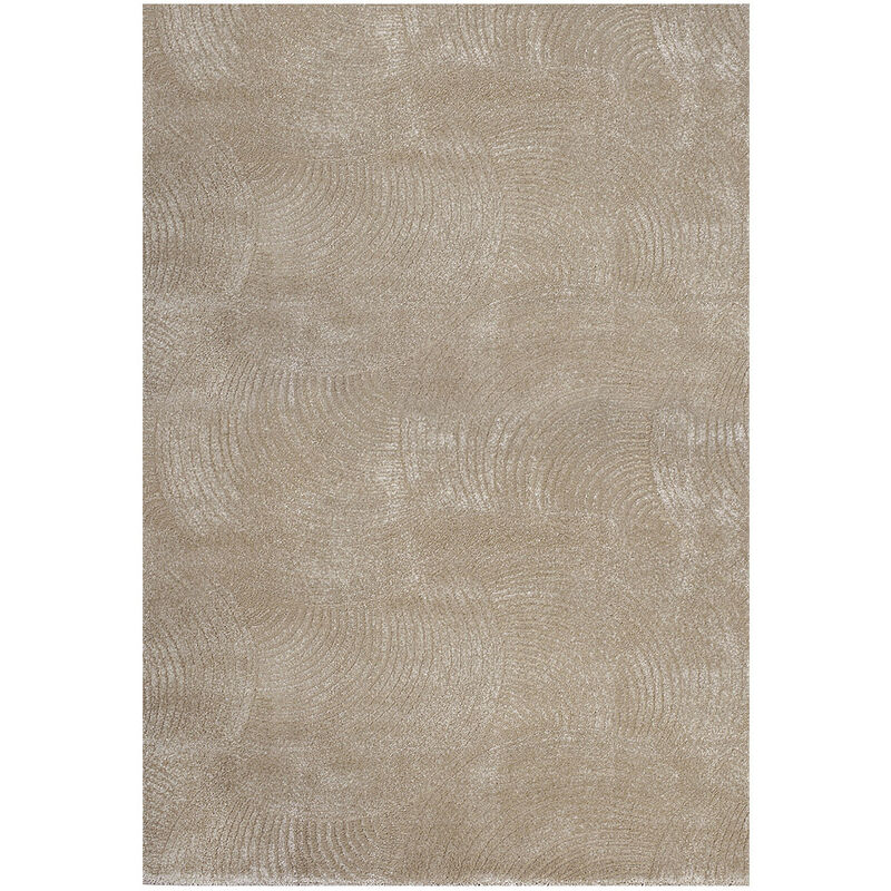 Tara - Tapis de salon à relief Arc couleur uni beige 120x160cm