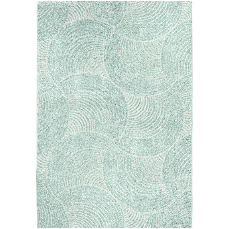 Tara - Tapis de salon à relief Arc couleur uni Vert 80x300cm