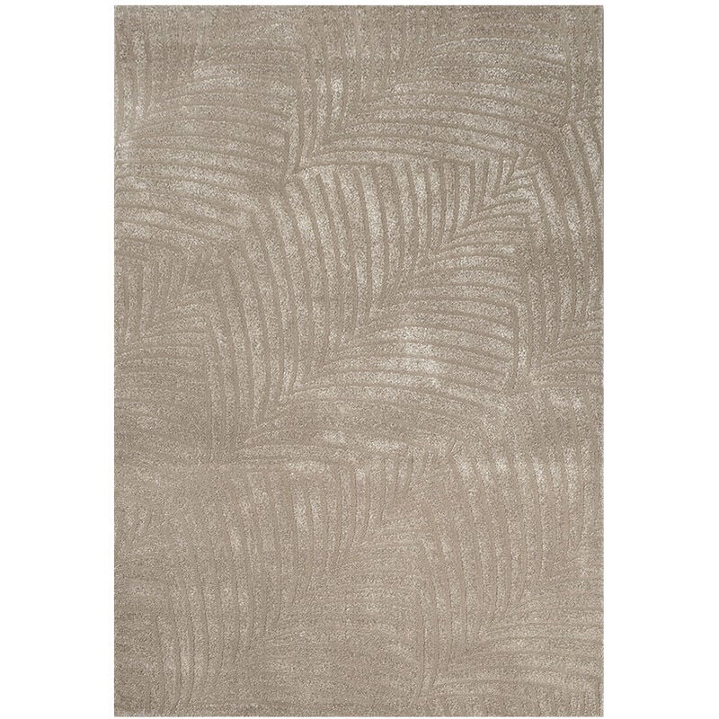 Tara - Tapis de salon à relief Palmier couleur uni beige 160x230cm