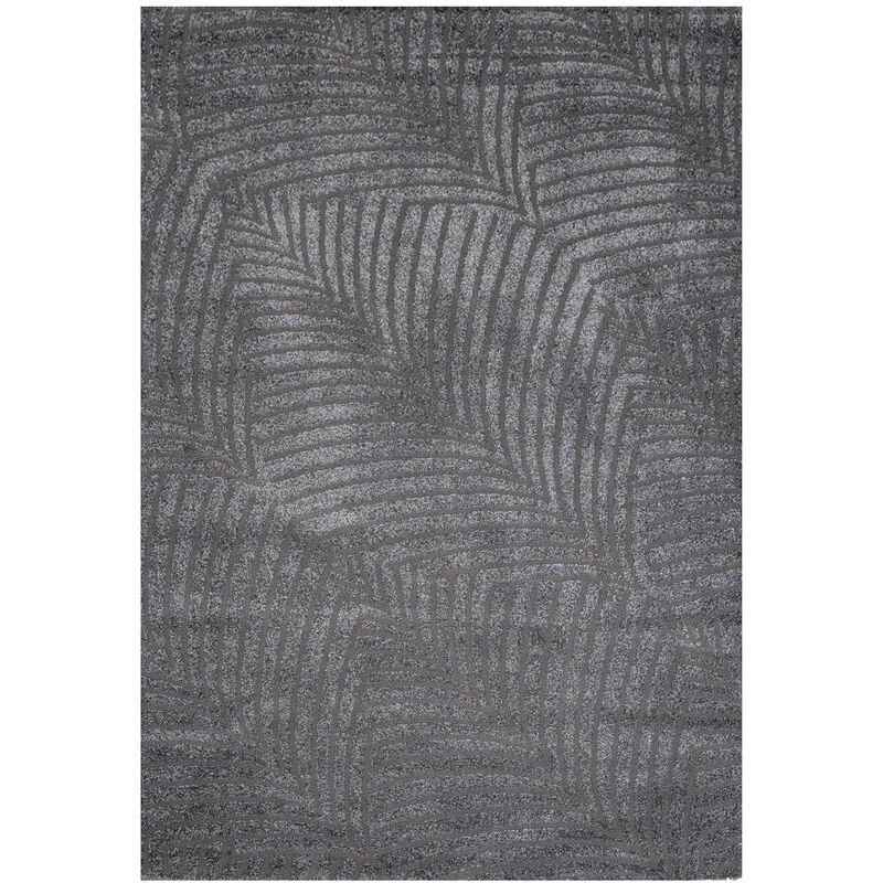 Tara - Tapis de salon à relief Palmier couleur uni gris 120x160cm