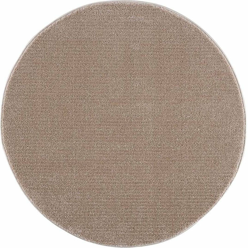 Tara - Tapis Rond Uni Motifs Relief Lignes (Beige - 160x160cm)