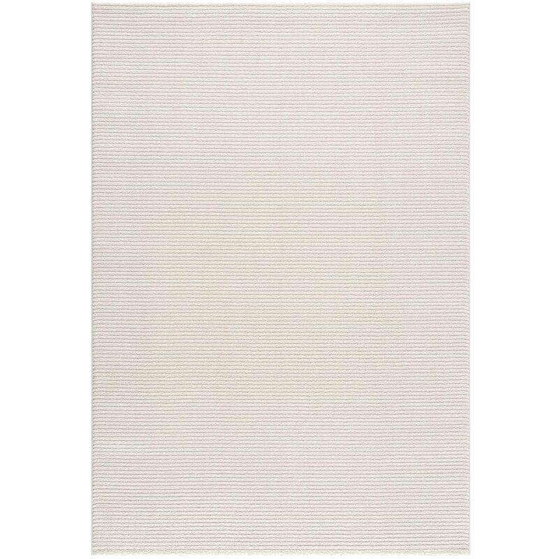 Tara - Tapis de Salon Uni Motifs Relief Lignes (Blanc - 120x160cm)