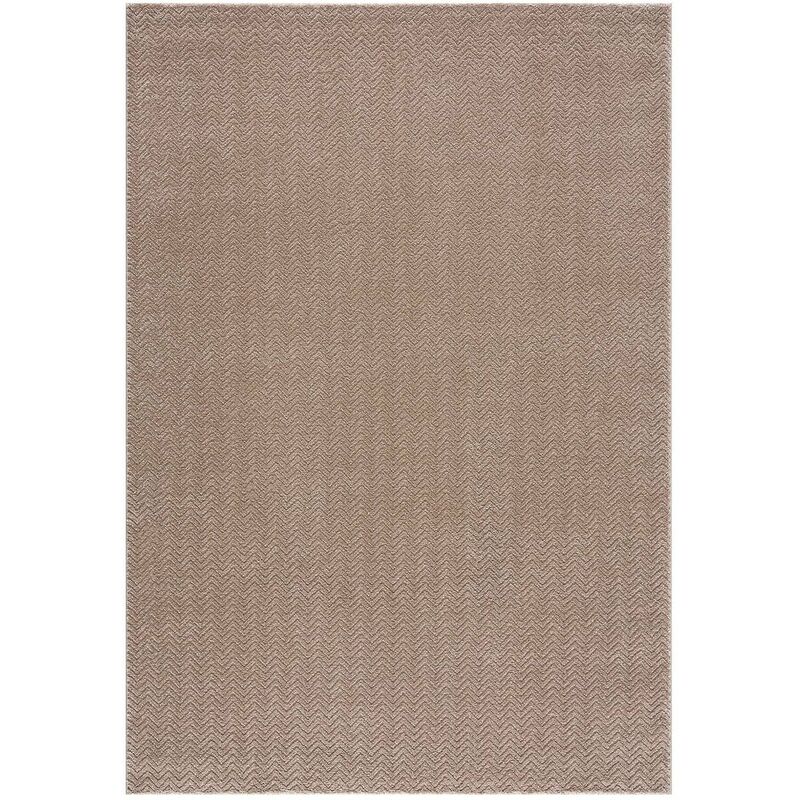 Tapis de Salon Uni Motifs Relief Chevrons Tara Beige - 120x160cm)