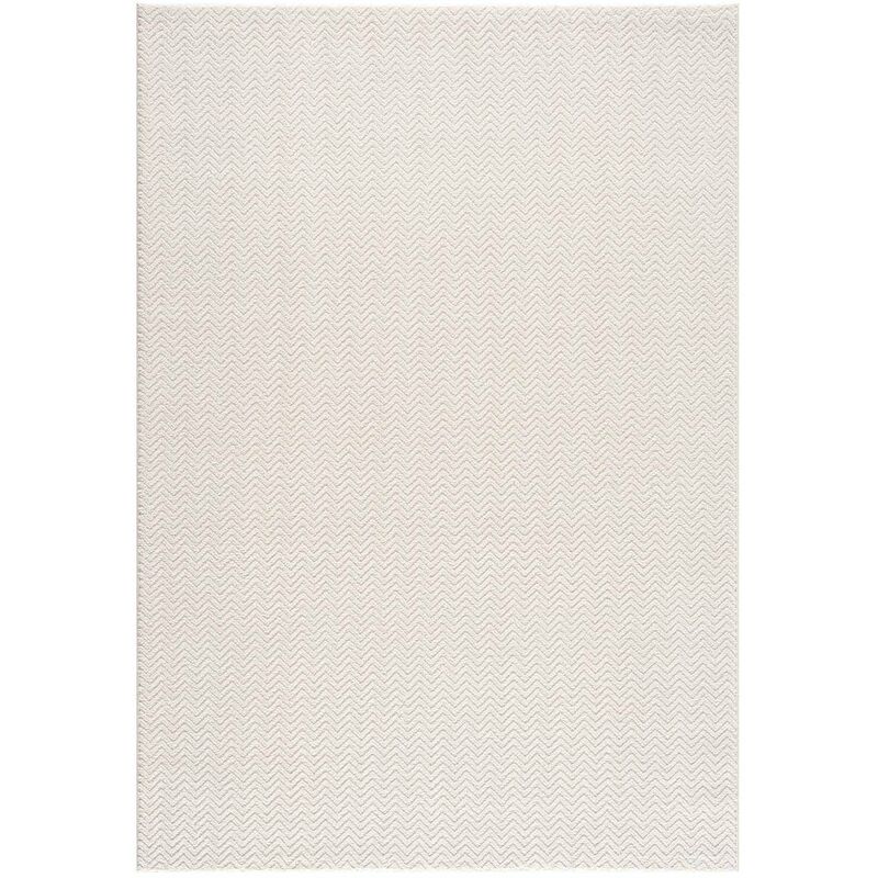 Tapis de Salon Uni Motifs Relief Chevrons TARA (Blanc - 120x160cm)