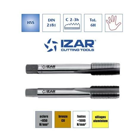 taraud à main (jeu de 2) Izar HSS metrique M4x0.50 pas fin M4x0.50