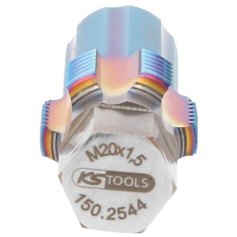 Kstools – Taraud avec boulon de guidage pour capteurs NOX M20x1,5 – 6 profils de coupe – Pour filetages spéciaux rouillés – Entraînement hexagonal 13mm
