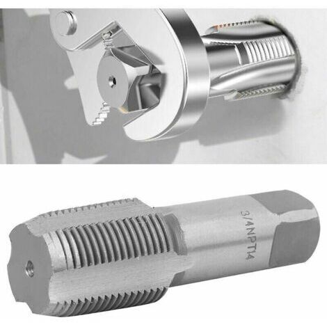 Taraud en acier argenté HSS 3/4" NPT pour la réparation et le taraudage des filetages de machines standard.