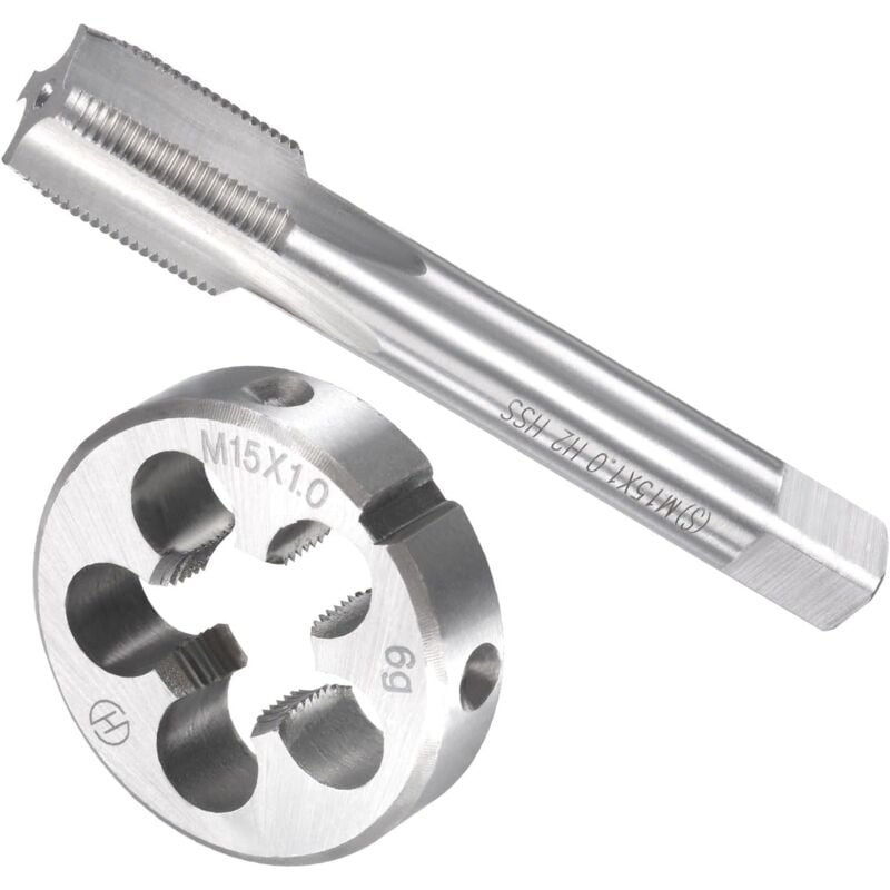 Taraud et Matrice Ensemble, M15 x 1 Filetage, Métrique Haute Vitesse Acier Machine Vis Taraud & Rond Outil Trousse - (pour Filetage Tapotement