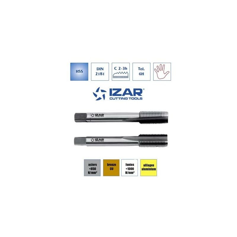 Izar - taraud à main (jeu de 2) hss metrique M4x0.50 pas fin M4x0.50