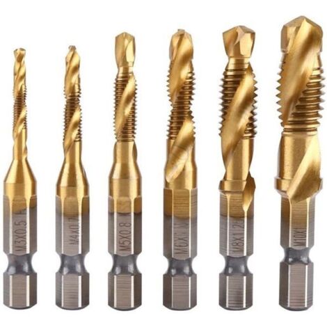 Taraud Tapotement en spirale Forets et tarauds HSS à filetage métrique M3-M10 titane 6PCS