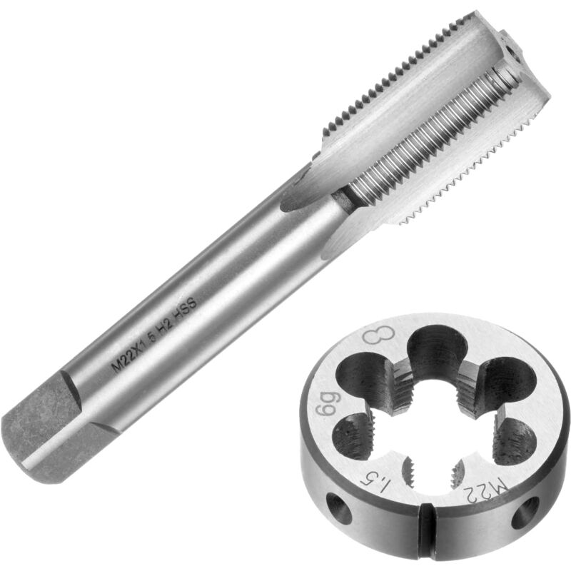 Tarauds et Filières, Métrique M22 x 1.5, Outils de Taraudage et Filetage, Kit de Tarauds et Filières pour Réparation de Filetage d'Écrou et de Vis