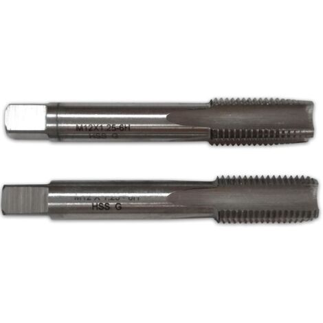 Oc-Pro – Jeu de 2 tarauds fins HSS 12 x 125 mm – Filetage métrique pas standard – Pour taraudages dans trous borgnes – Précision et finition