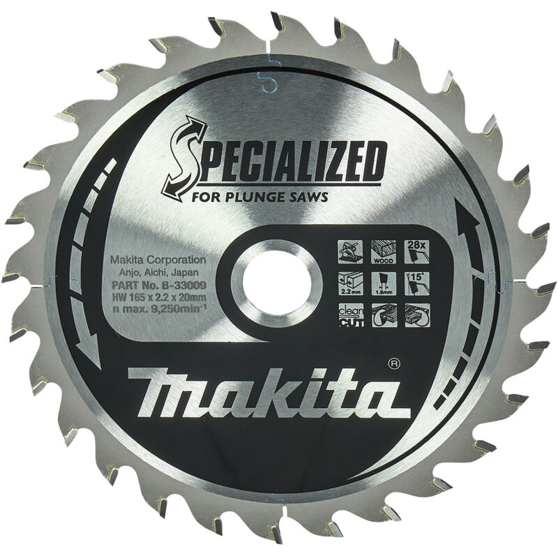Lama per sega circolare Makita, SPECIALIZED TCT TCT - 165 x 20 mm - 28 denti - legno