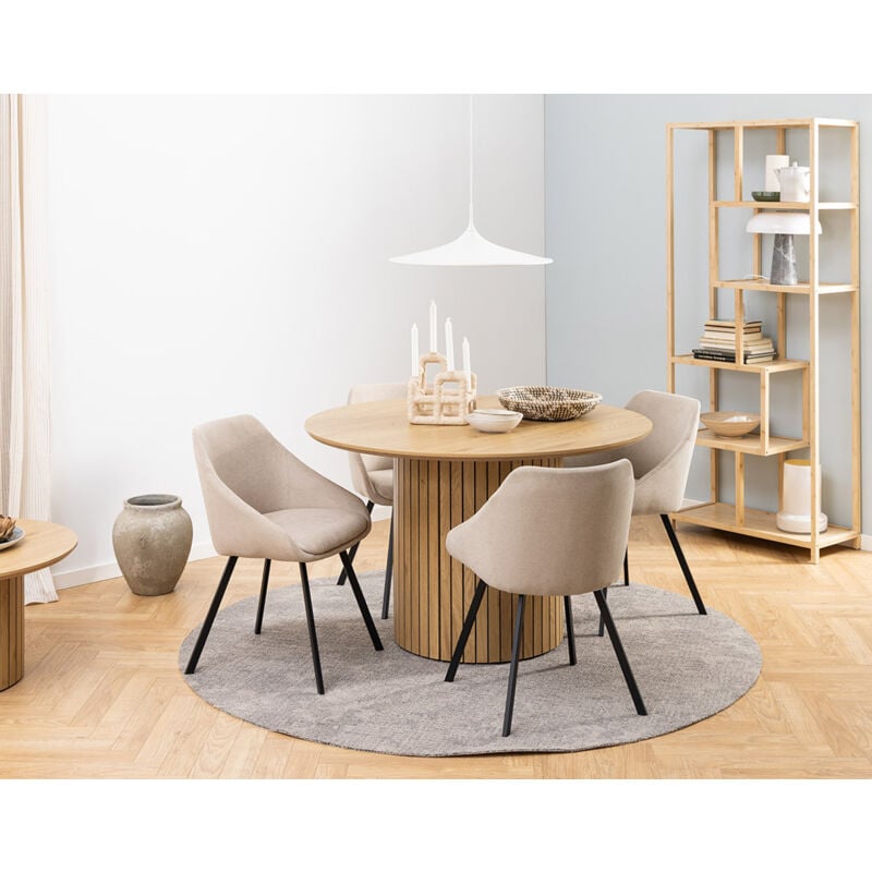 Tardis - table à manger ronde - bois effet chêne - 4 personnes