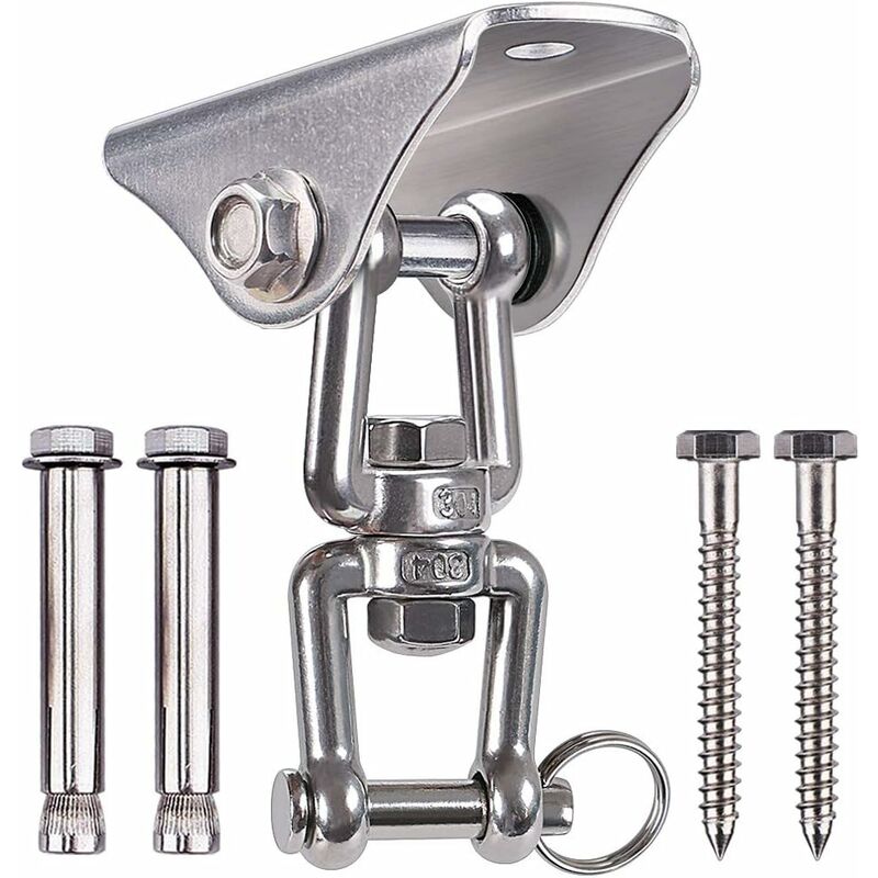 

Tarea Pesada Ganchos de Techo, Anclaje de Techo con SUS304 Acero Inoxidable 360 ° Girar,4 Tornillos para Hormigón y Madera Yoga, Hamacas, Sillón
