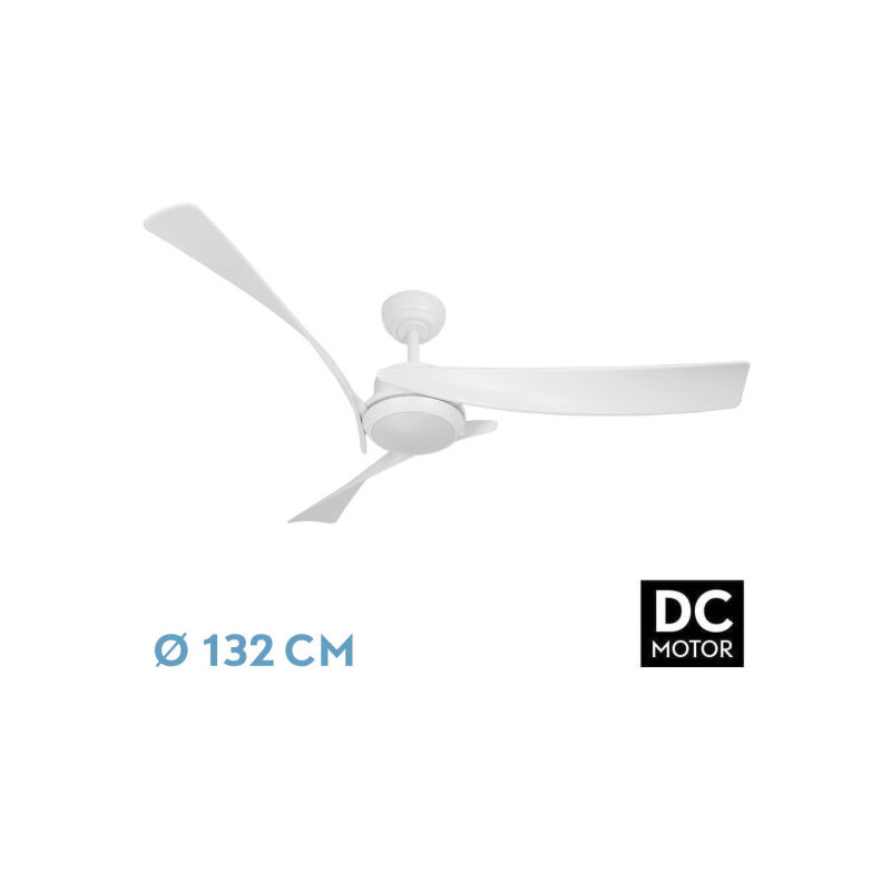 Fabrilamp Weiß Abrila - Ventilador Dc Tarento Farbe Blanco Con Tres Aspas Con 6 Velocidades Ajustables Con 3 Temperaturas De Luz Con Memoria De Color Mando A Distancia Incluido