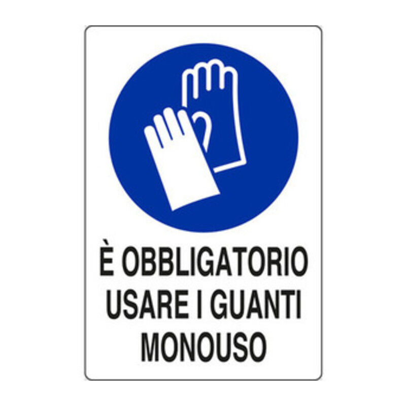 Image of Targa 20X30 'e' obbligatorio usare guanti monouso'. Prezzo per 1 pezzo.