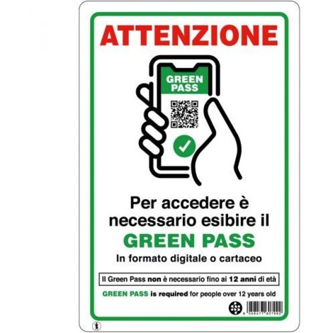 TARGA 20X30 ESIBIRE GREEN PASS