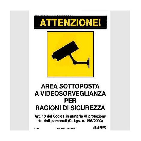 Targa Area Videosorvegliata Ragioni di Sicurezza 20x30 Exofix