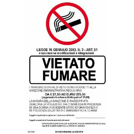 Targa ecofix vietato fumare20x30