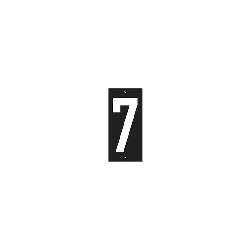 Image of Targa numero civico 7 - 56X130mm - in ABS nero scritta bianca a rilievo, da avvitare - THIRARD