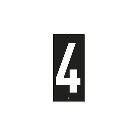 Targa numero civico 4 - 56X130mm - in ABS nero scritta bianca a rilievo, da avvitare - THIRARD