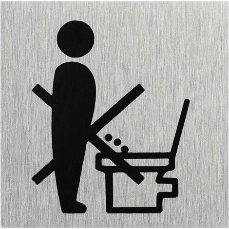 Targa per porta in alluminio "pittogramma please sit" 60x60mm