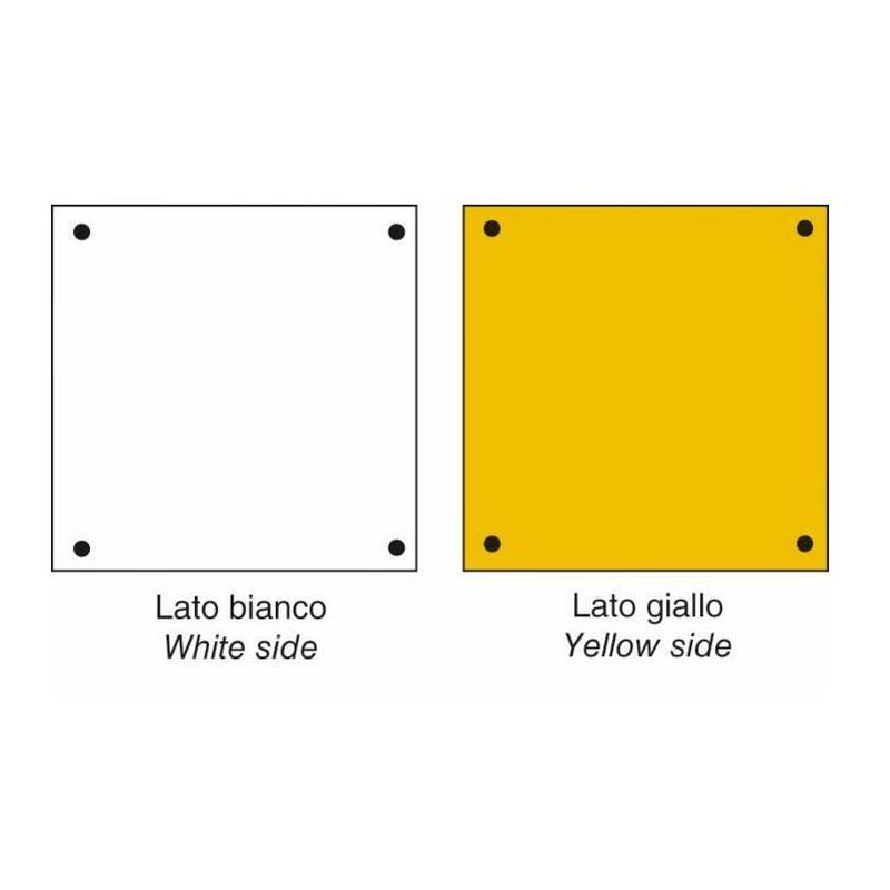 Image of Targa ripetitrice bifacciale bianca/gialla per rimorchi agricoli 165x165 mm alluminio 09250