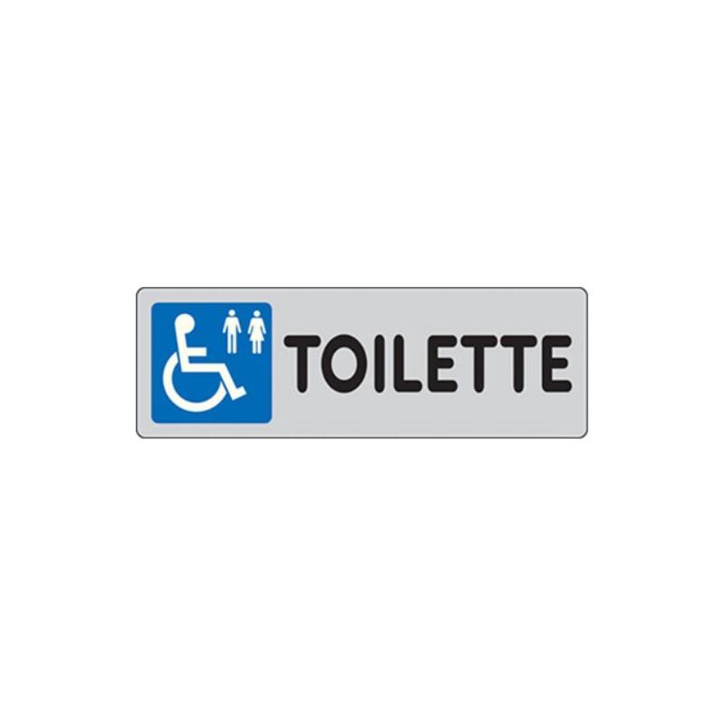 Image of Targa segnaletica adesiva toilette disabili vinile cm 15x5 (10 pezzi)