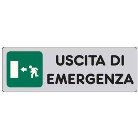 TARGA SEGNALETICA ADESIVA USCITA EMERGENZA SX
