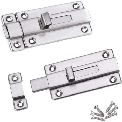 Targettes de sécurité pour porte coulissante – Lot de 2 en acier inoxydable, 76 mm, avec 12 vis incluses – Compatible toutes portes intérieures