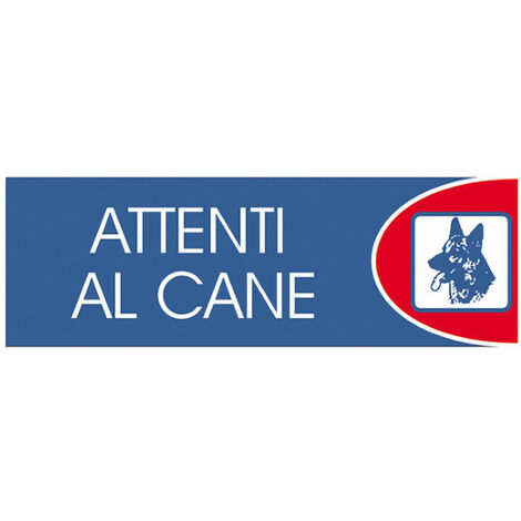 Targhe logofix metal blu 6x18attenti al cane n.732