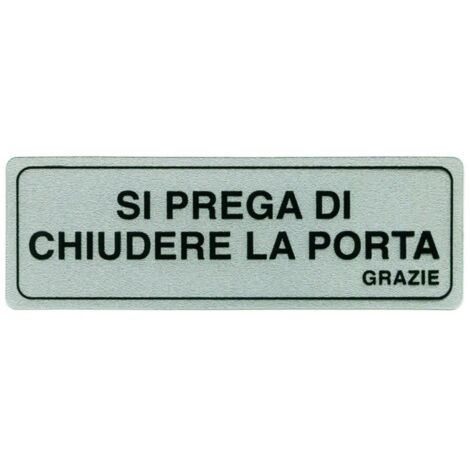 Targhetta adesiva si prega di chiudere la porta - 15x5 cm - 10 pz