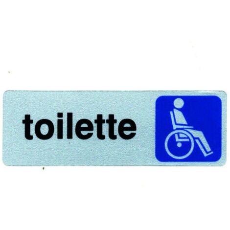 Targhetta adesiva toilette disabili - 15x5 cm - segnaletica accessibile - 10 pz