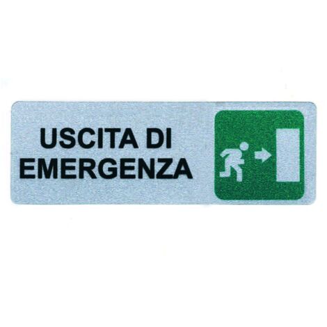 Targhetta adesiva uscita di emergenza freccia a destra - 15x5 cm - 10 pz