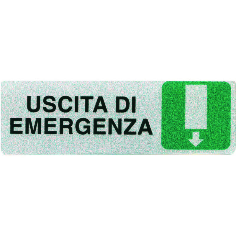 Image of Targhetta adesiva uscita di emergenza (freccia in giu') - cm.15x5h.